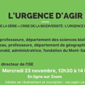 Midi-conférence ISE : L’urgence d’agir